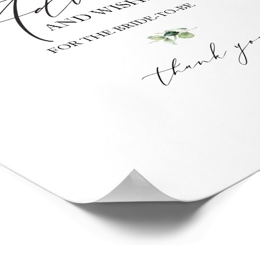 Gold Greenery Brautparty Advice Card-Zeichen Poster (Ecke)