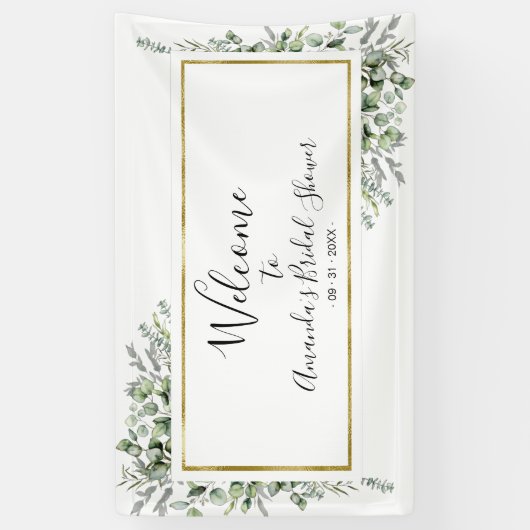 Gold Greenery Brautparty Begrüßungszeichen Banner (Vertikal)