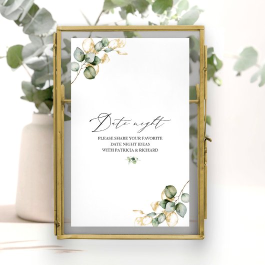 Gold Greenery Brautparty Date Night Jar Sign Poster