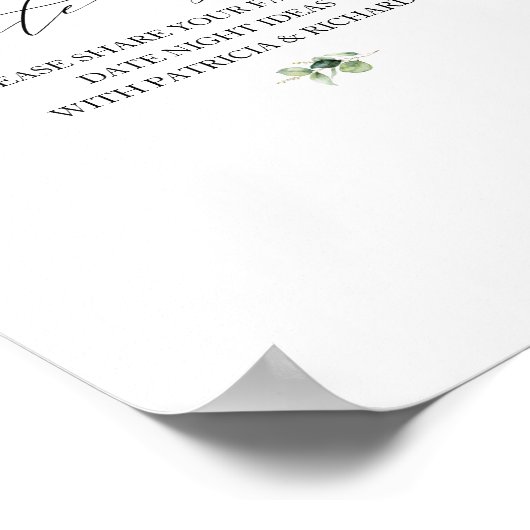 Gold Greenery Brautparty Date Night Jar Sign Poster (Ecke)