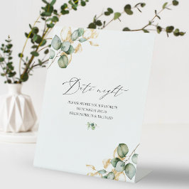 Gold Greenery Brautparty Date Night Jar Sign Sockelschild