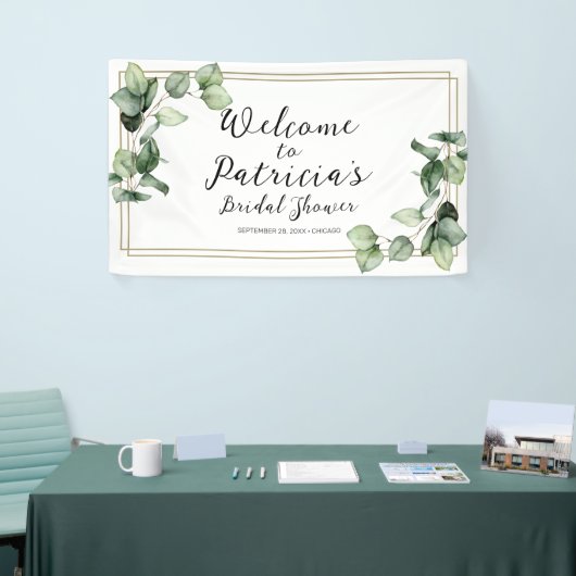 Gold Greenery Brautparty Willkommensbanner Banner (Messeveranstaltung)