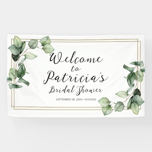 Gold Greenery Brautparty Willkommensbanner Banner (Horizontal)