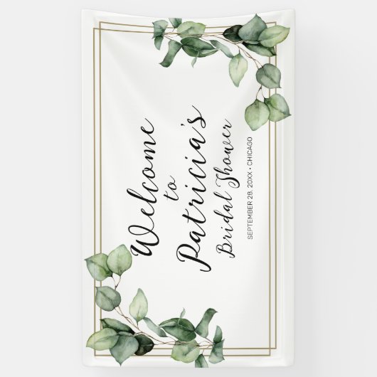 Gold Greenery Brautparty Willkommensbanner Banner (Vertikal)