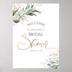 Gold Greenery Bridal / Baby Dusche Willkommen Poster