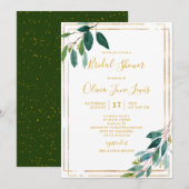 Gold Greenery Bridal Dusche Einladungen (Vorne/Hinten)