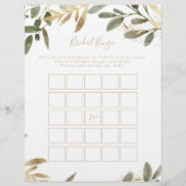 Gold Greenery Fall Bridal Bingo Spiel (Vorderseite)