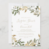 Gold Greenery Fall Bridal Lingerie Dusche Einladung (Vorderseite)