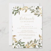 Gold Greenery Fall Bridesmaids Dusche Luncheon Einladung (Vorderseite)