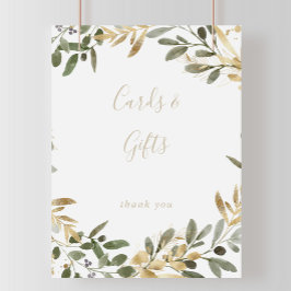 Gold Greenery Fall Cards and Gifts Sign Poster