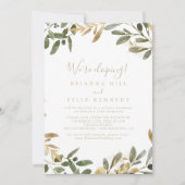 Gold Greenery Fall Elopement Empfang Einladung (Vorderseite)