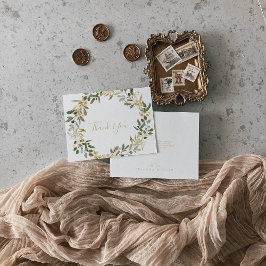 Gold Greenery Fall Flat Wedding Dankeschön Karte