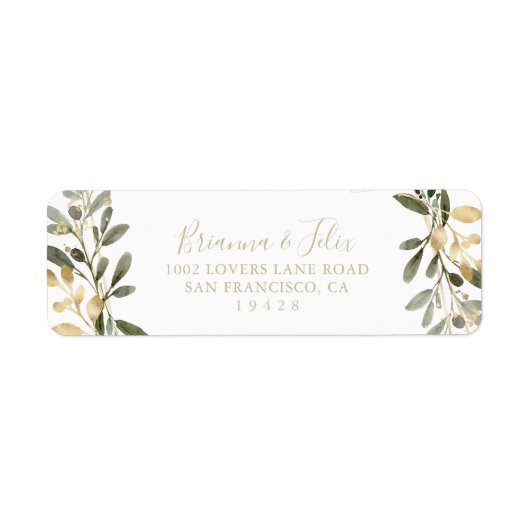 Gold Greenery Fall Return Address Label (Vorne)