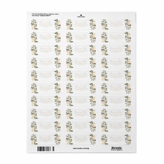 Gold Greenery Fall Return Address Label (Vorne)