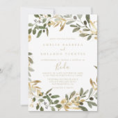 Gold Greenery Fall Spanish Wedding Einladung (Vorderseite)
