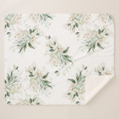 Gold Greenery Foliage Elegante Weiß Romantik Sherpadecke (Vorderseite (Horizontal))
