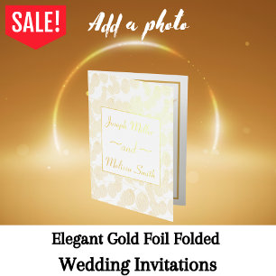 Gold Greenery Foto Hochzeit Einladung