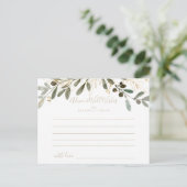 Gold Greenery Hochzeit im Herbst Advice Card Postkarte (Stehend Vorderseite)