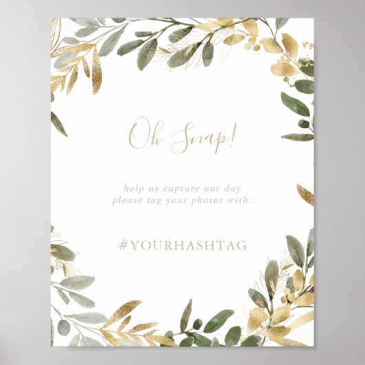 Gold Greenery Hochzeit im Herbst Oh Snap Signing Poster (Vorne)
