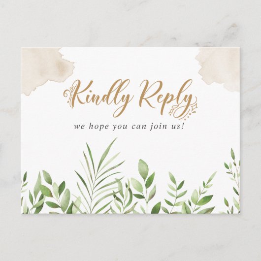 Gold Greenery Song Request UAWG Postcard Einladungspostkarte (Vorderseite)