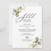 Gold Greenery Überraschung Engagement Partei Einladung (Vorderseite)