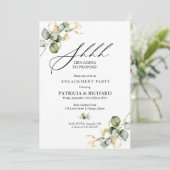 Gold Greenery Überraschung Engagement Partei Einladung (Stehend Vorderseite)