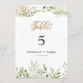 Gold Greenery Watercolor 12x18" Tischnummer (Rückseite)
