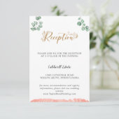 Gold Greenery Wedding Reception Insert Card (Stehend Vorderseite)