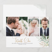 Gold Greenery Wedding Vielen Dank Foto Dankeskarte (Vorne/Hinten)