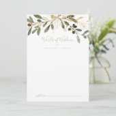 Gold Greenery Wedding Words of Wisdom Advice Card Hinweiskarte (Stehend Vorderseite)