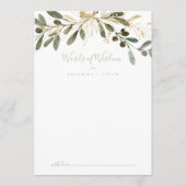 Gold Greenery Wedding Words of Wisdom Advice Card Hinweiskarte (Vorderseite)