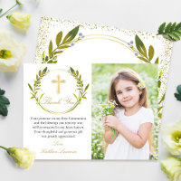 Gold Greenery Wreath Communion Danke Karte