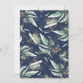 Gold Greenery Wreath Navy Blue Boho Baby Shower Einladung (Rückseite)