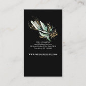 Gold Greenery Wreath Stylish Luxe Solid Black Visitenkarte (Rückseite)