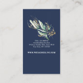 Gold Greenery Wreath Stylish Navy Blue Visitenkarte (Rückseite)
