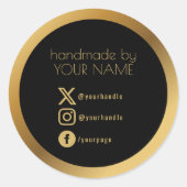 Gold Grenze, schwarz danke Verpackung Runder Aufkleber (Vorderseite)