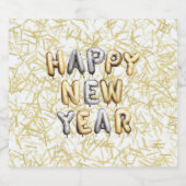 Gold Grey Happy New Year Confetti Schaumweinetikett (Einzelnes Label)