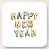 Gold Grey Happy New Year Getränkeuntersetzer (Vorderseite)