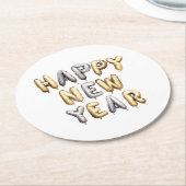 Gold Grey Happy New Year Runder Pappuntersetzer (Angewinkelt)