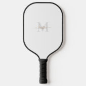 Gold & Grey Monogram Script Name Pickleball Paddle (Vorderseite)