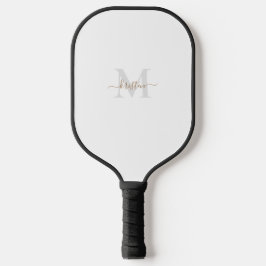 Gold & Grey Monogram Script Name Pickleball Paddle