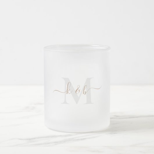 Gold & Grey Monogramm Swash-Schrift Mattglastasse (Mittel)