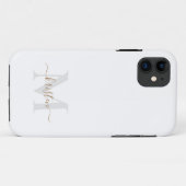Gold & Grey Script Monogram Weiß Case-Mate iPhone Hülle (Rückseite (Horizontal))