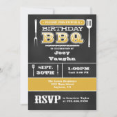 Gold GRILLEN Birthday Chalkboard Einladung (Vorderseite)
