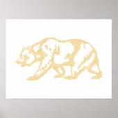 Gold Grizzly Bear Animal Line Art Print Poster (Vorne)