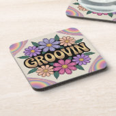 Gold Groovin Psychedelic Blume Untersetzer Set (Linke Seite)