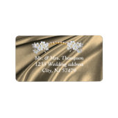 Gold, Grün, Blau, Elfenbeinseide und Perlen Hochze Adressaufkleber (Vorne)