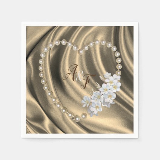 Gold, Grün, Blau, Elfenbeinseide und Perlen Napkin Serviette (Vorderseite)