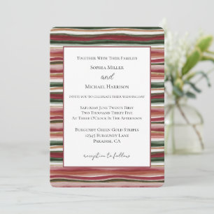 Gold Grün Burgund Blush Rot Streifen Hochzeit Einladung