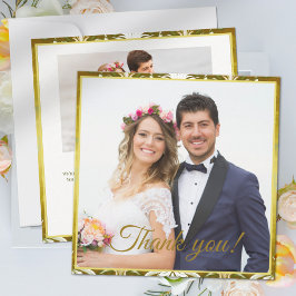 Gold Grün Damast Hochzeit Dankeskarte